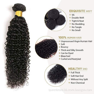 Brazilian Kinky Curly Hair Bundles 100% Human Hair Weave 3/4 Bundles Natural Black Curly Human Hair Extensions